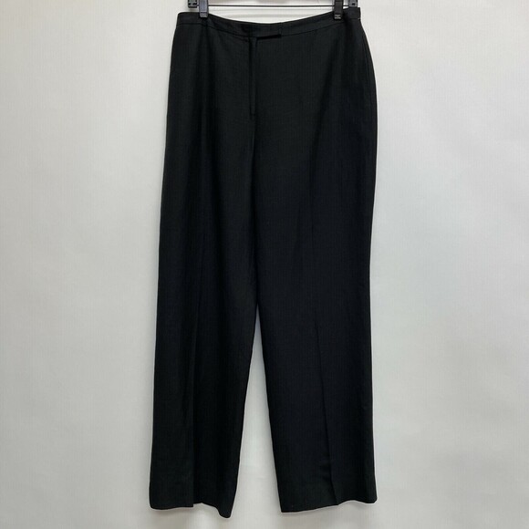 Women's Dress Pants Size 10 Petite Black Lined Linen Blend - Picture 1 of 4